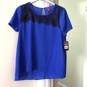 NWT! Pure Energy Top Blue w/ Black Lace 14/16
